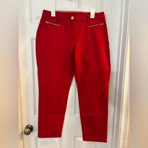 Chico's Vibrant Red Ankle Pants with Gold Button Chico 2 /14